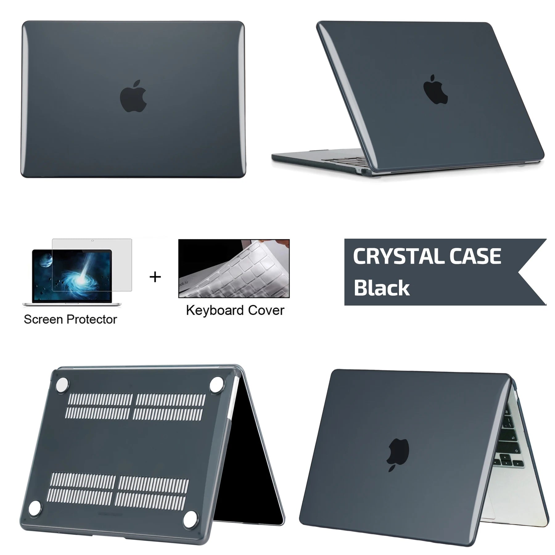 Hard Shell Protective Laptop Case for MacBook Air & Pro 13/13.6/14/16 Inch – PVC Snap-On Cover with Keyboard Cover & Screen Protector