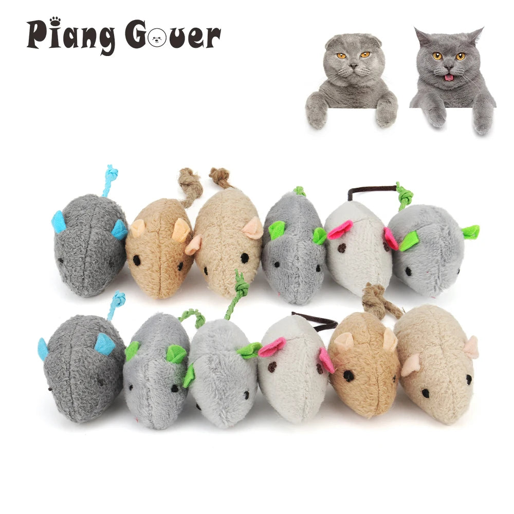 12-Pack Catnip Plush Mice for Cats - Interactive Kitten Play Set (5.1 x 1.2 in / 13 x 3 cm)