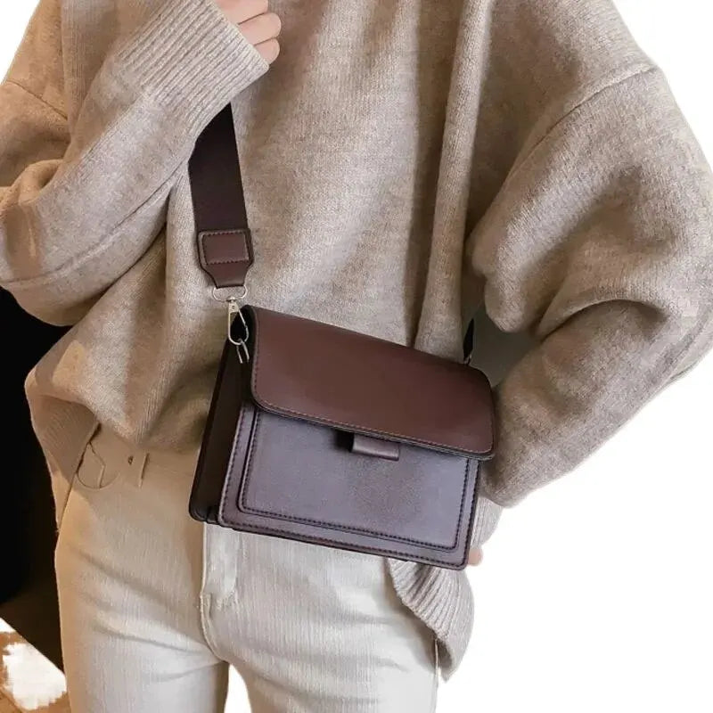 PU Leather Small Flap Crossbody Bag for Women - Travel Handle Shoulder Messenger Handbag