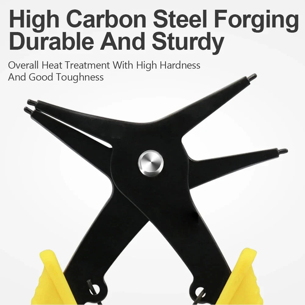Dual-Purpose Internal External Circlip Pliers Spring-Loaded 2-in-1 Snap Ring Tool for 10–40 mm (0.39–1.57 in) Circlips