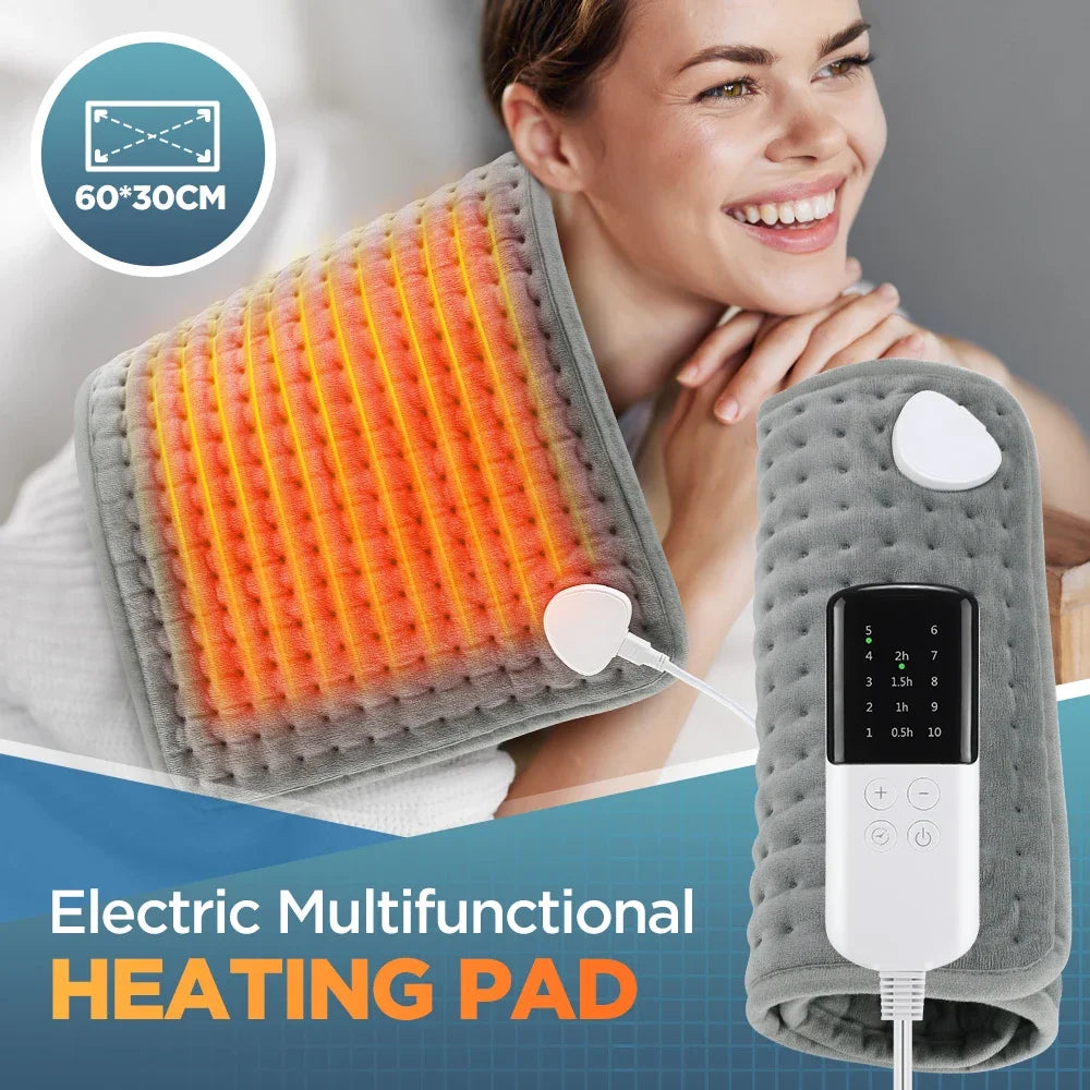 Electric Heating Pad 30 x 60 cm (11.8 x 23.6 in) Soft Micro-Plush Heated Pad with 10 Heat Levels & 4 Timers for Back, Body & Office