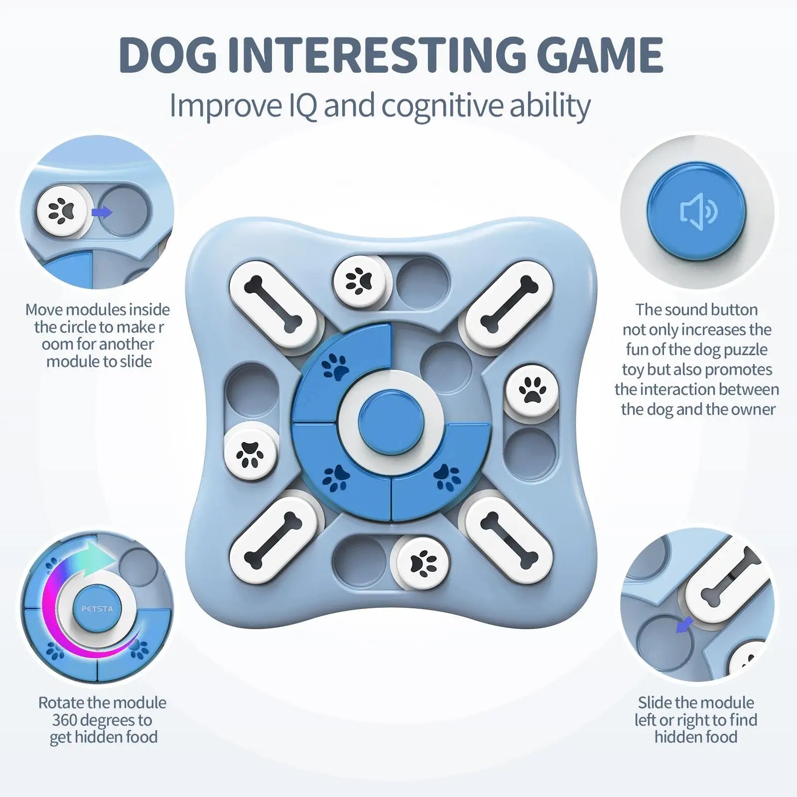 Interactive Dog Squeak Puzzle Toy with Treat Dispenser – Memory Training Slow Feeder, Dishwasher-Safe Plastic