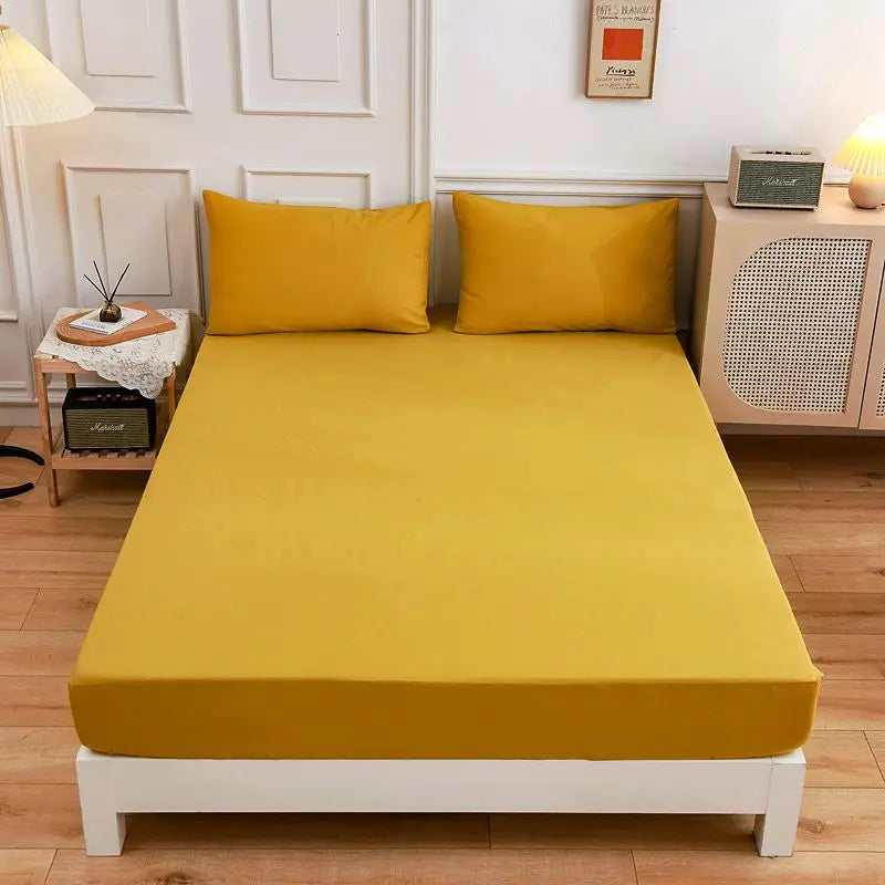 3-Piece Queen Size Polyester Bedding Set - Fitted Sheet, Pillowcases & Elastic Mattress Cover
