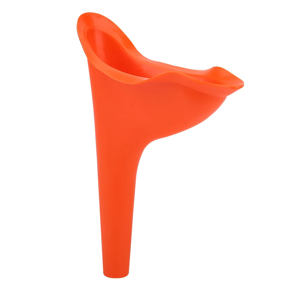 Portable Female Travel Urinal Funnel – Reusable TPR Camping Toilet for Women (Purple, Orange, Pink)