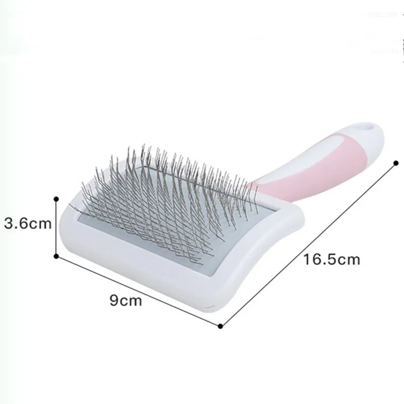 Stainless Steel Pet Grooming Brush for Dogs & Cats – Massage Hair Remover with Soft Handle