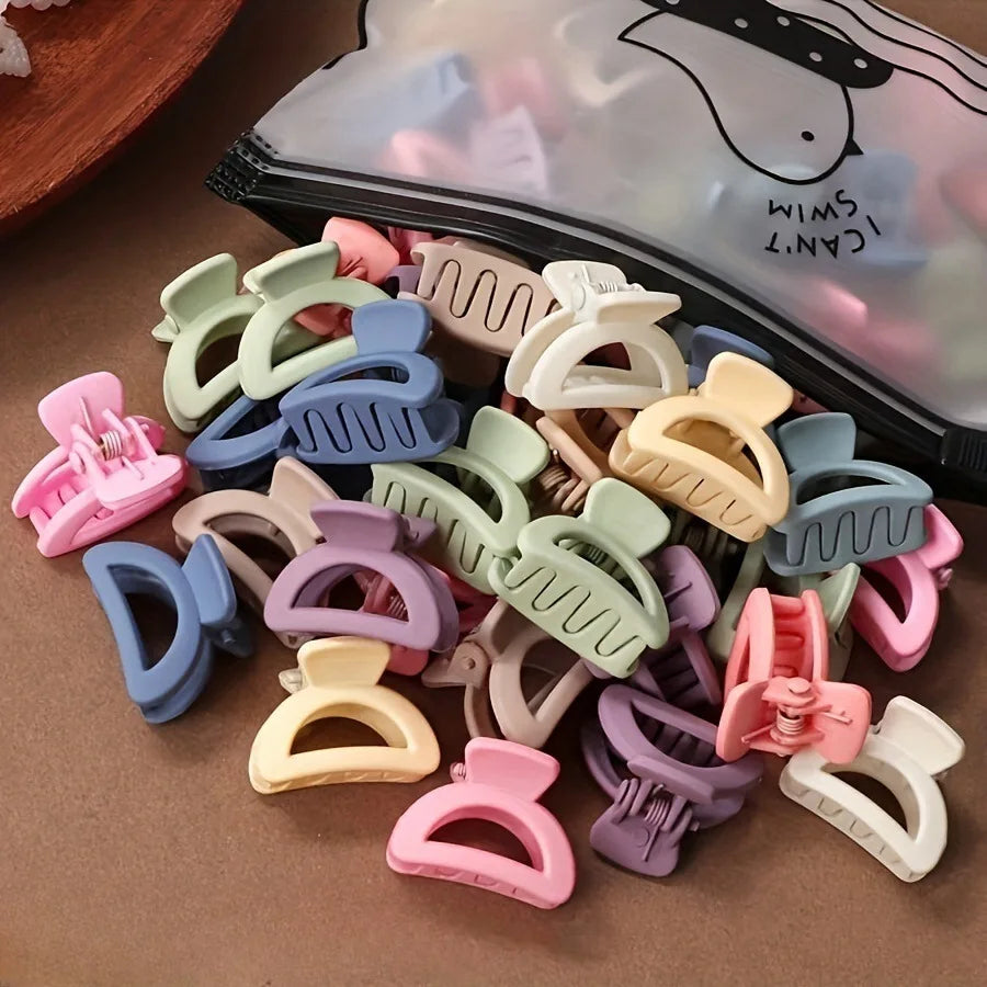 20-Pack Matte Hollow Hair Claw Clips, Solid Candy Colors Rectangular Barrettes for Women