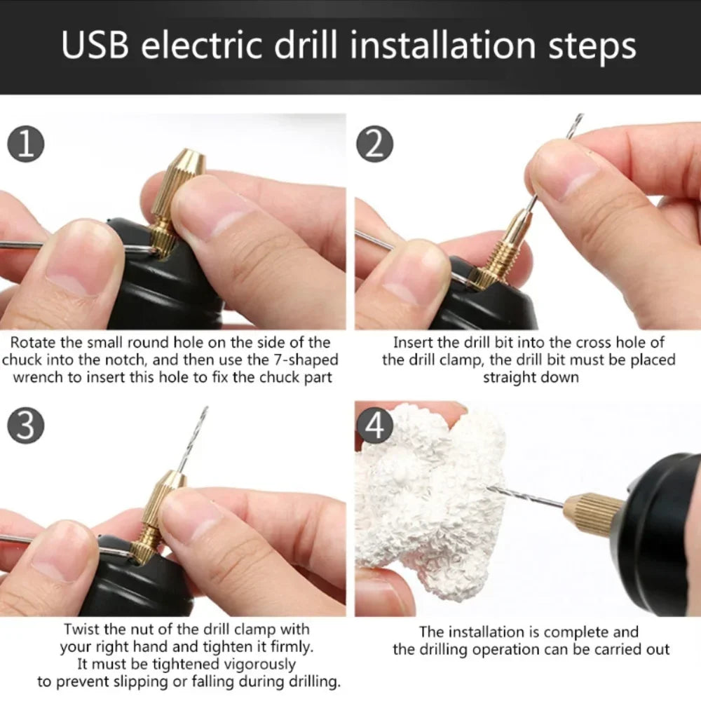 Mini USB Electric Drill Pen Handheld Rotary Tool for Resin Jewelry, Wood Engraving & DIY Crafts