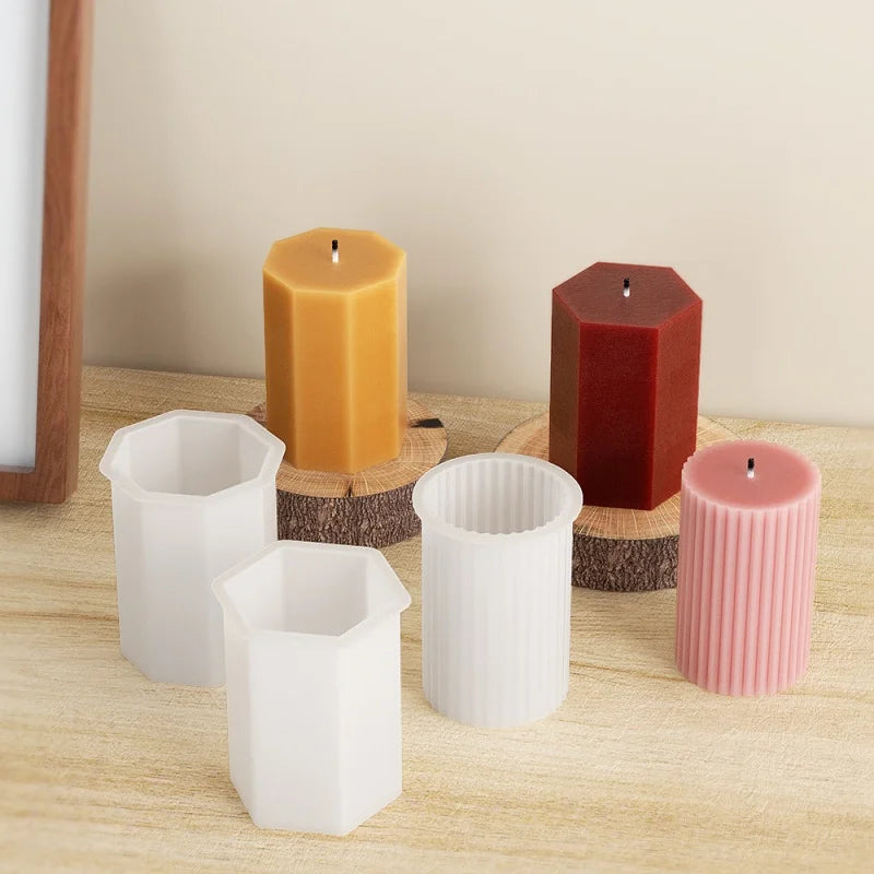 3D Geometric Silicone Cylinder Candle & Soap Mold for DIY Aromatherapy Home Decor