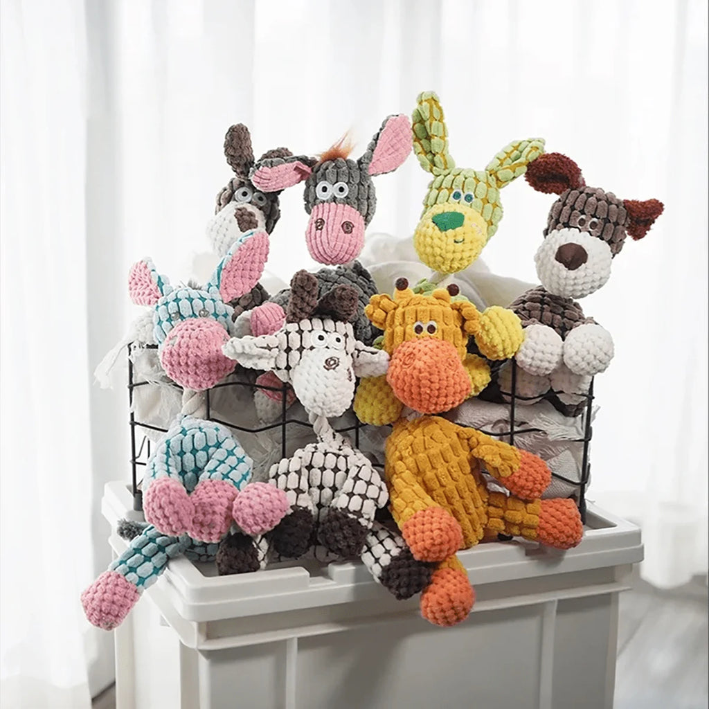 Donkey Plush Dog Toy – Squeaky Interactive Chew Toy for Puppies & Small Dogs (8.7–10.0 in / 22–25.5 cm)