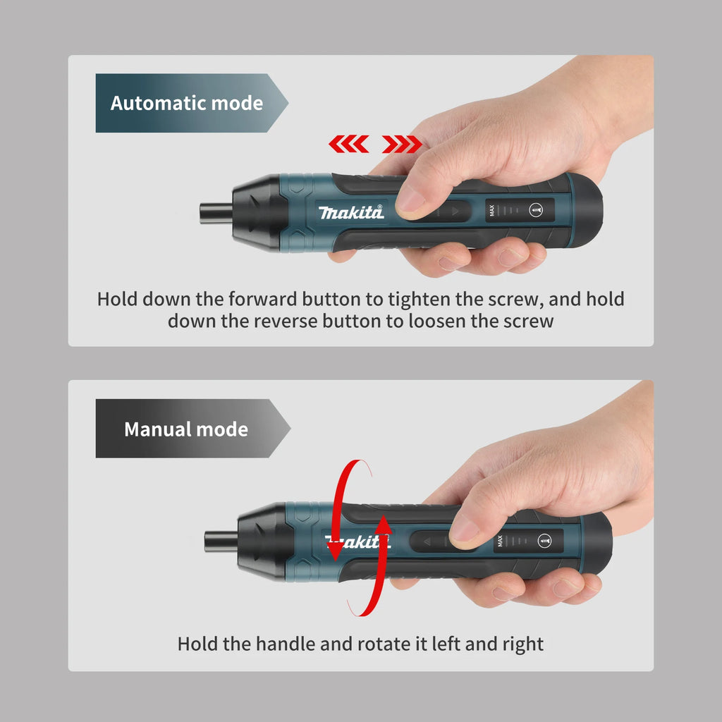 Cordless Electric Screwdriver 3.6V, 5 N·m Torque, 1/4" (6.35 mm) Hex Chuck, 1300mAh Li‑ion Battery