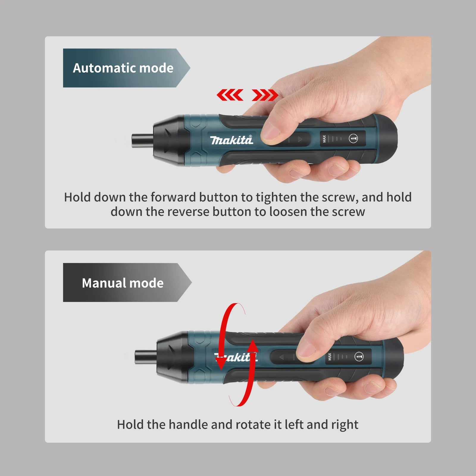 Cordless Electric Screwdriver 3.6V, 5 N·m Torque, 1/4" (6.35 mm) Hex Chuck, 1300mAh Li‑ion Battery