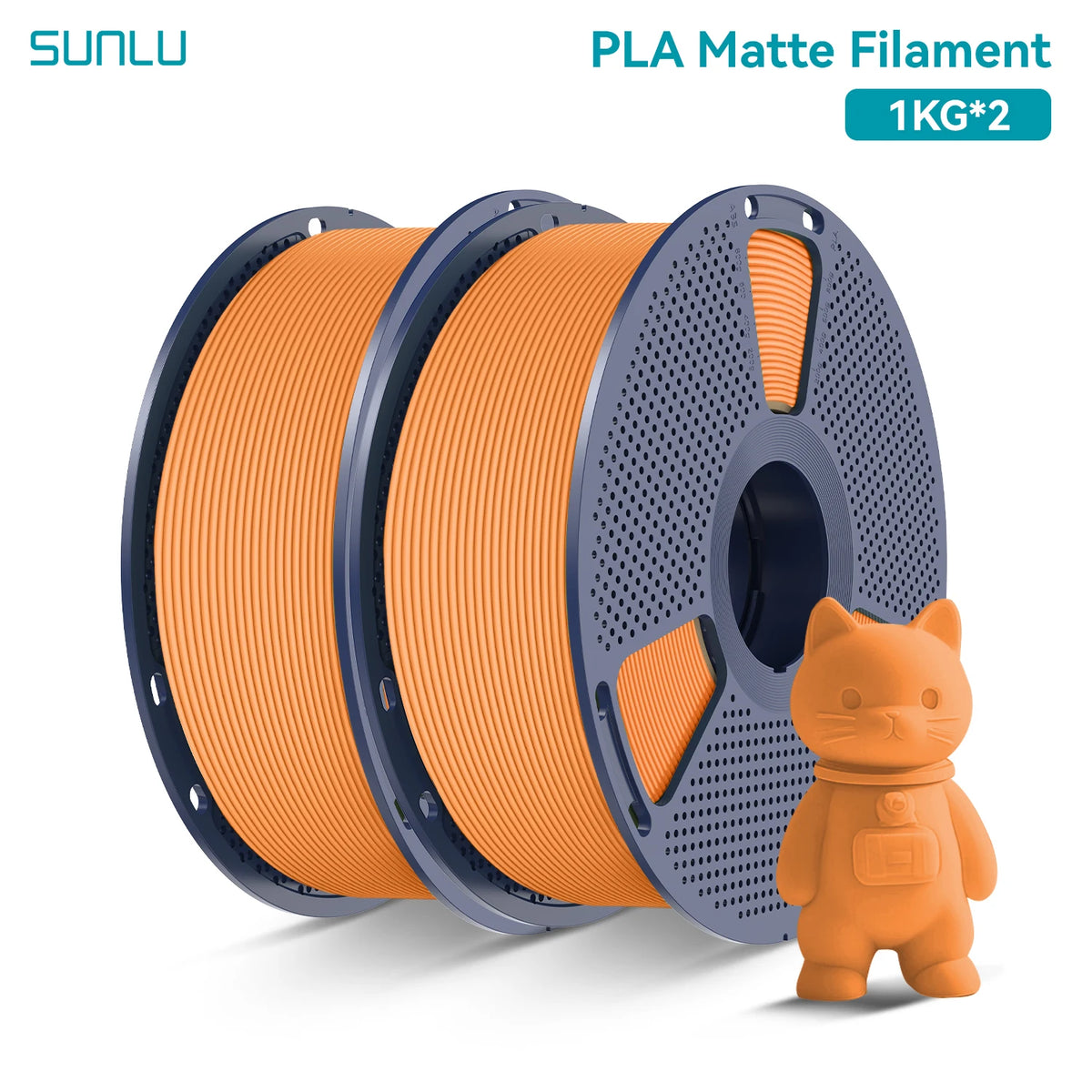 PLA Matte Filament 1.75mm 1kg Spool (2.2 lb) 2-Pack, Matte Finish Neatly Wound for FDM 3D Printers