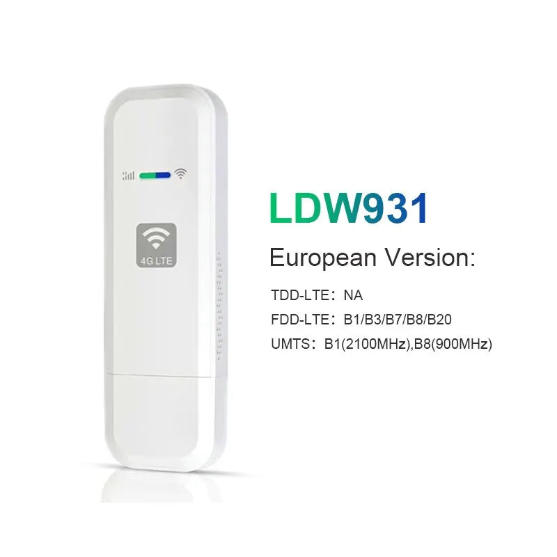 Portable 4G LTE USB Dongle Mobile WiFi Hotspot – SIM Card Plug & Play, 150Mbps 2.4GHz, Works in Europe, Korea & Russia