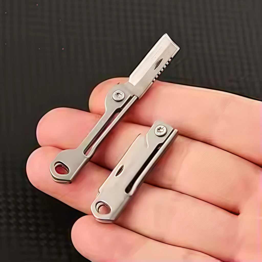 Mini Stainless Steel Folding Knife Keychain – Multi-Function Pocket EDC Tool for Camping & Outdoor