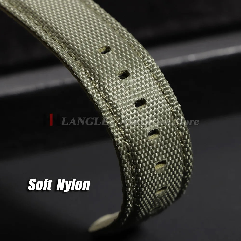 Sailcloth Nylon Leather Watch Strap 20mm 22mm Quick-Release Waterproof Butterfly Clasp Unisex Business Watch Band