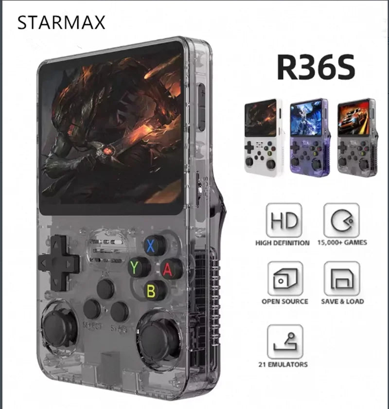Retro 3.5-inch (8.9 cm) Handheld Game Console - ArkOS Portable Pocket Gamer, 64GB/128GB (1500/3000 Games), Mini HDMI, USB-C Charging