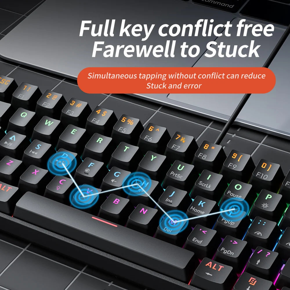 61-Key Compact Mechanical Gaming Keyboard – Hot-Swappable RGB Wired USB, Red Linear Switches
