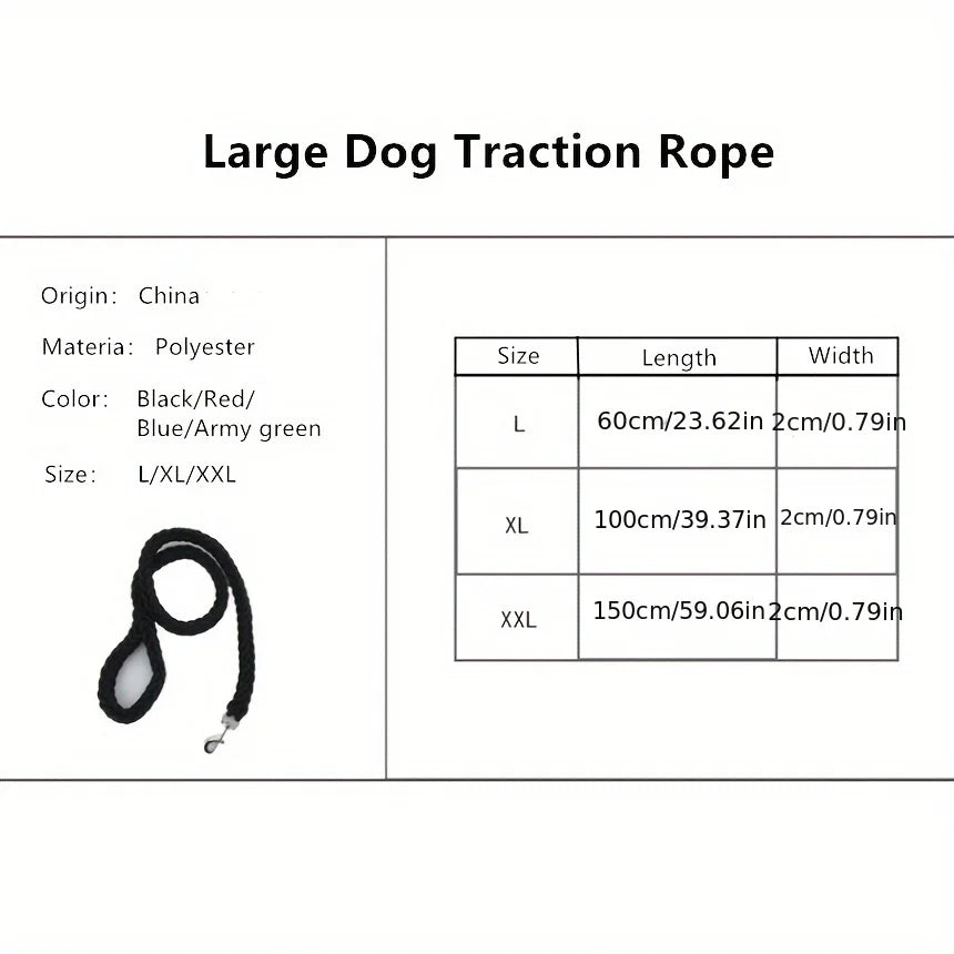 Durable Braided Nylon Dog Training Leash for Large Dogs - Comfortable Walking Lead