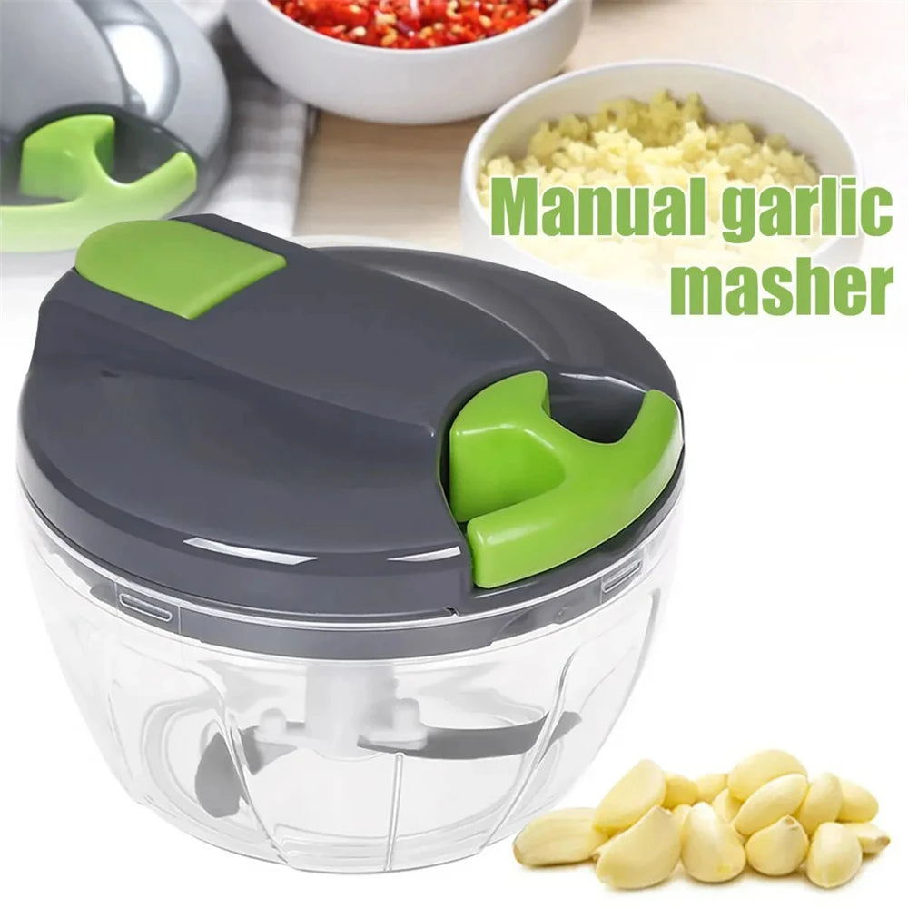 Manual Garlic Chopper Hand-Pull String Vegetable Cutter Onion Mincer Ginger & Nut Food Processor
