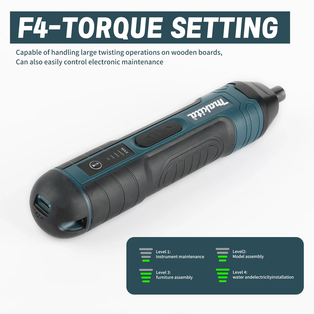 Cordless Electric Screwdriver 3.6V, 5 N·m Torque, 1/4" (6.35 mm) Chuck, 1300mAh Li-ion