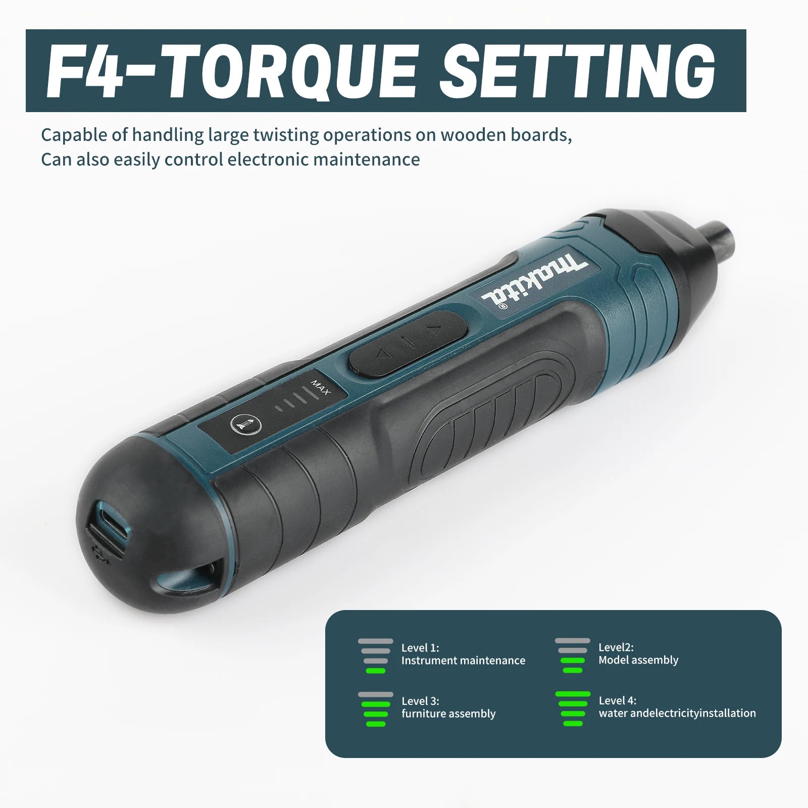 Cordless Electric Screwdriver 3.6V, 5 N·m Torque, 1/4" (6.35 mm) Hex Chuck, 1300mAh Li‑ion Battery