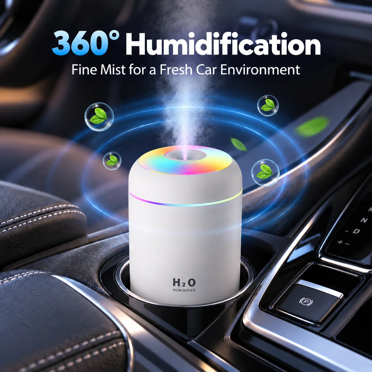 Mini USB Humidifier and Aroma Diffuser - Ultrasonic Cool Mist Portable with LED Light for Home, Bedroom, Car, Office, Desktop