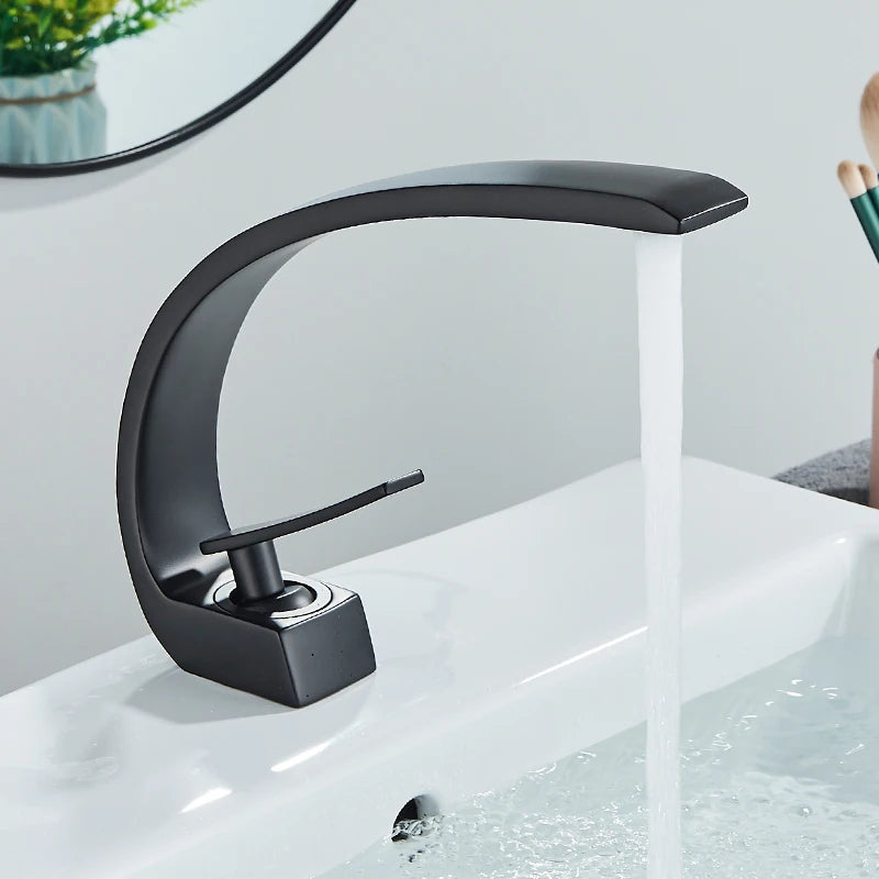 Brass Deck-Mount Basin Faucet Single Hole - Single-Handle Hot & Cold Mixer Tap, Chrome Finish