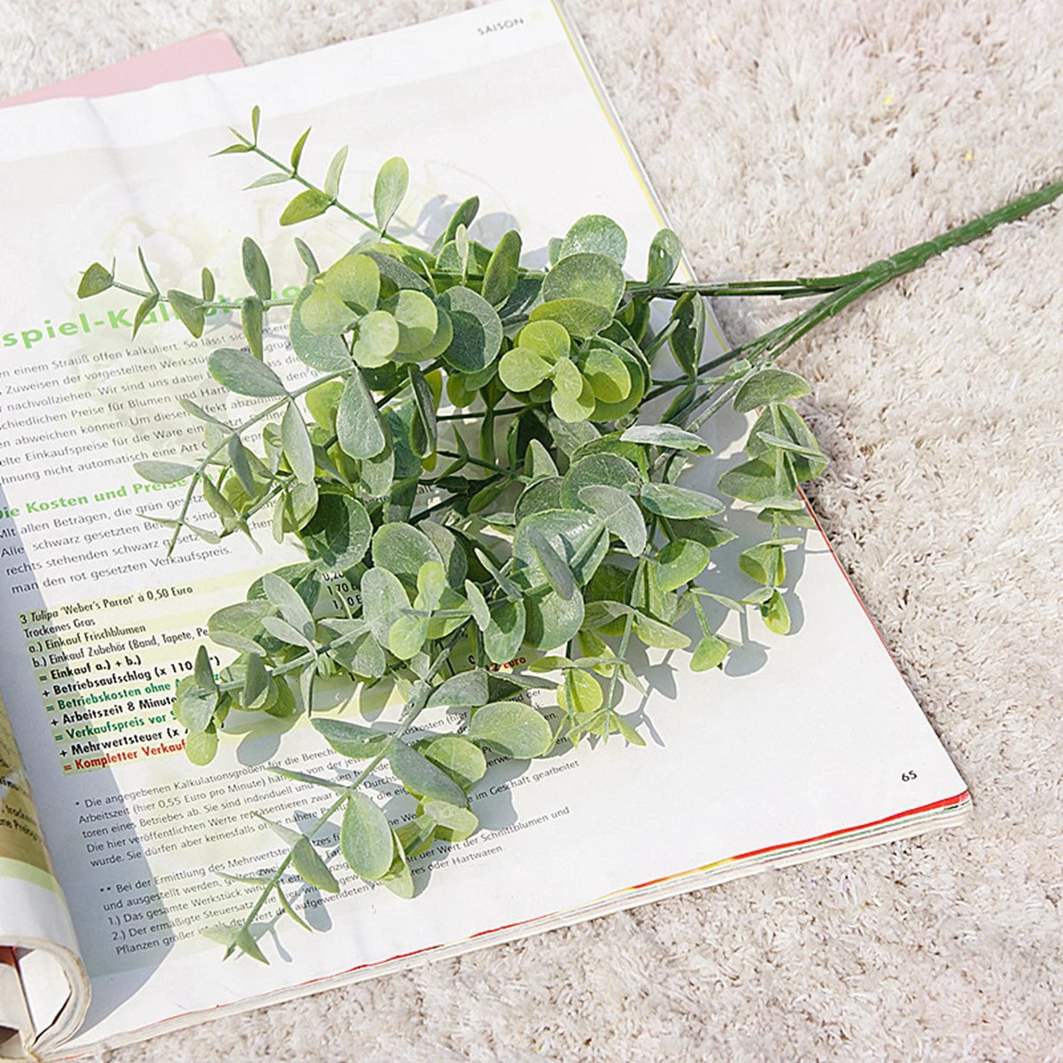 Artificial Rose & Eucalyptus Stem – 13.4 in (34 cm) Faux Flower Branch for Home, Wedding, Bridal & Party Decor