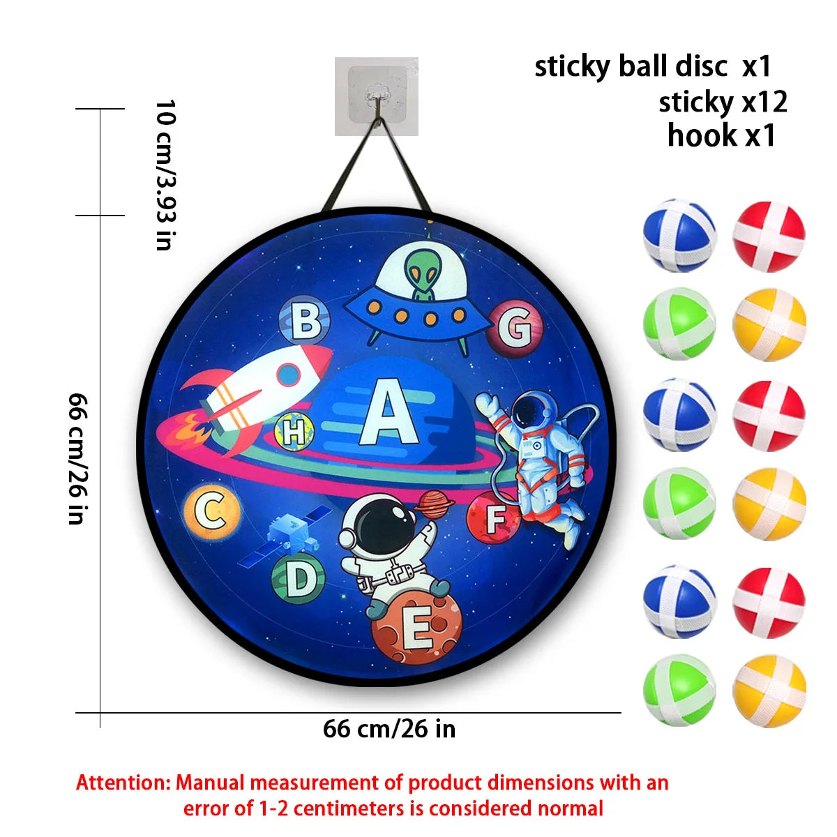 12-Pack Sticky Ball Dart Disc Set – 36 cm (14.2 in) Suction Sticky Balls for Kids, Indoor & Outdoor Party Game, Birthday Gift