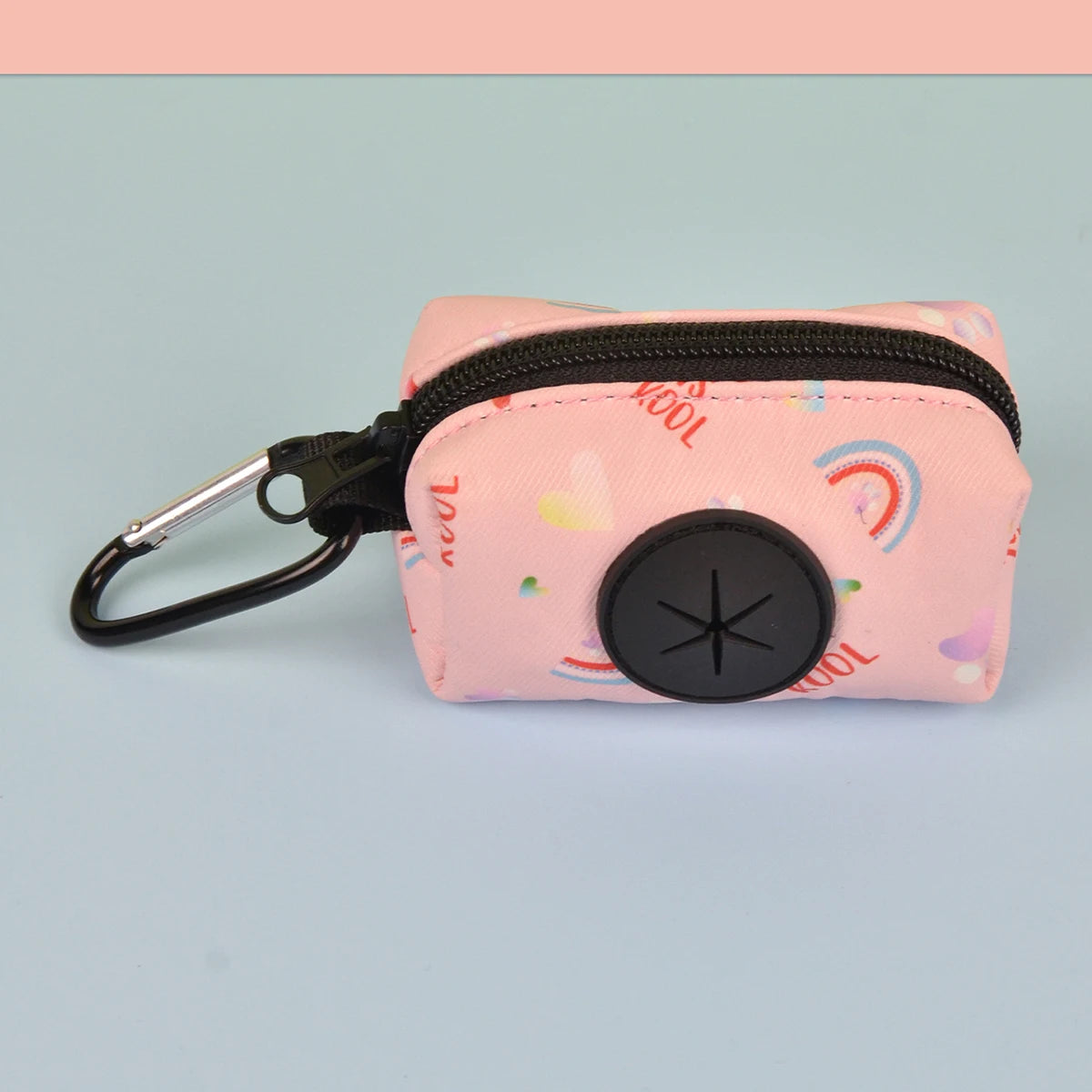 Rainbow Print Dog Poop Bag Holder — Fashion Waste Bag Dispenser with Leash Attachment (No Bags Included)