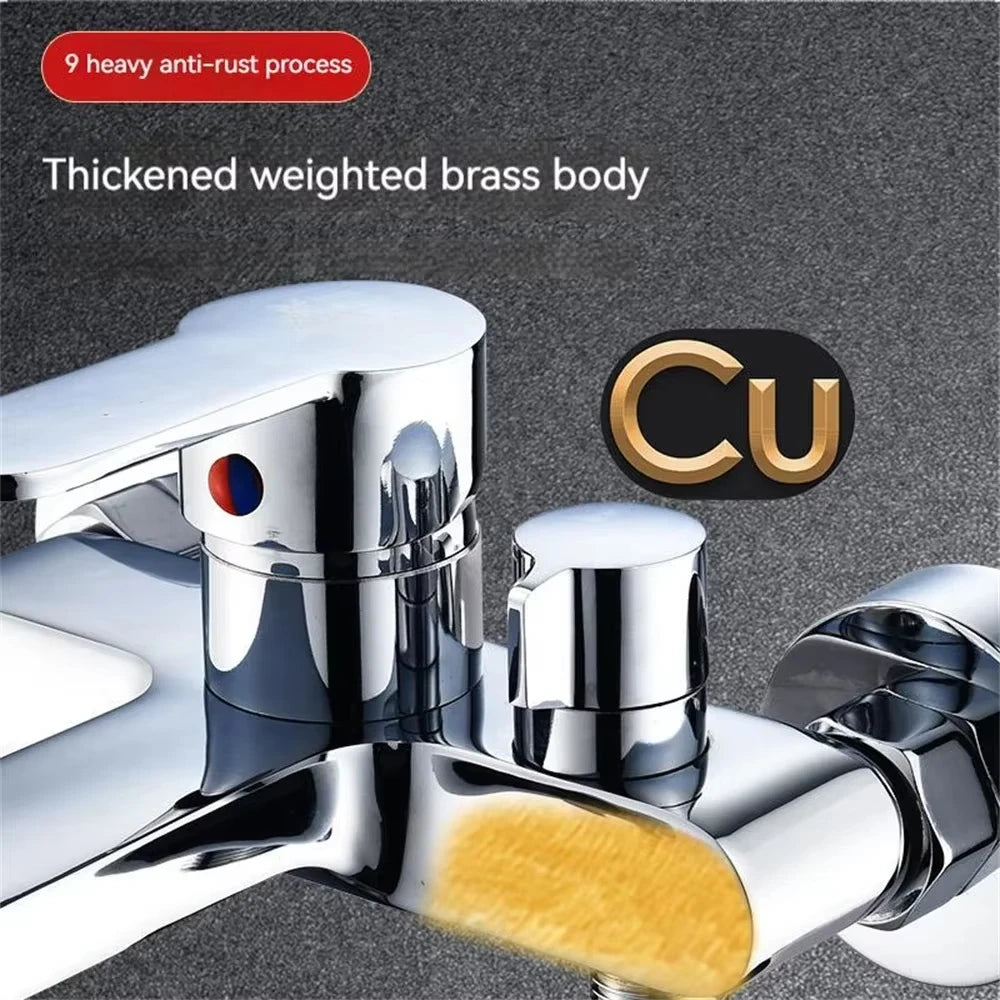Wall-Mount Bathtub Mixer Faucet with Handheld 3-Mode Shower — Chrome, 1/2-inch (12.7 mm), 150 cm (59 in) Hose