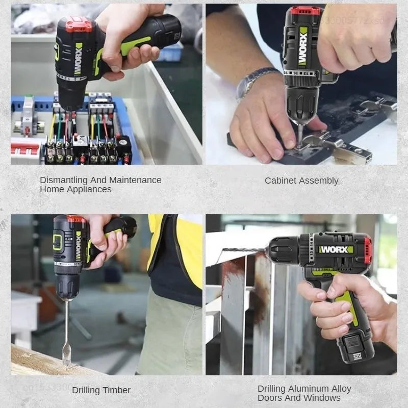 Cordless 12V Brushless Electric Screwdriver Drill 40 N·m 10mm (3/8in) Chuck 2.0Ah Lithium Battery for Home DIY & Metalworking