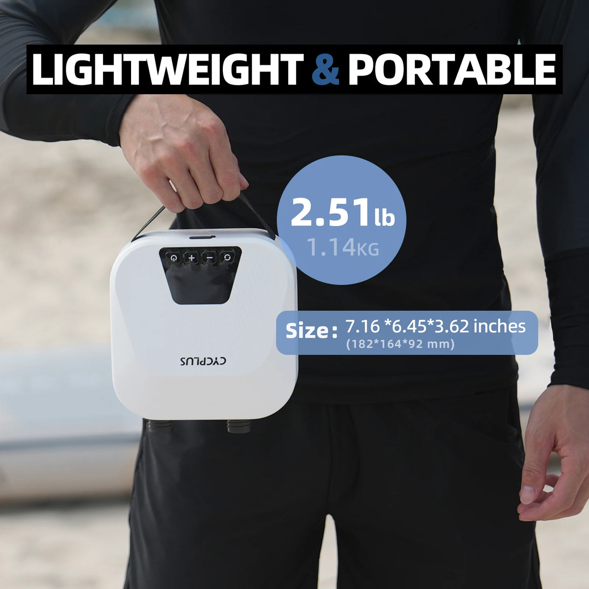 20 PSI Cordless Electric SUP Pump 38.48Wh Battery - Portable Inflator for Paddle Boards, Inflatable Boats & Air Mattresses