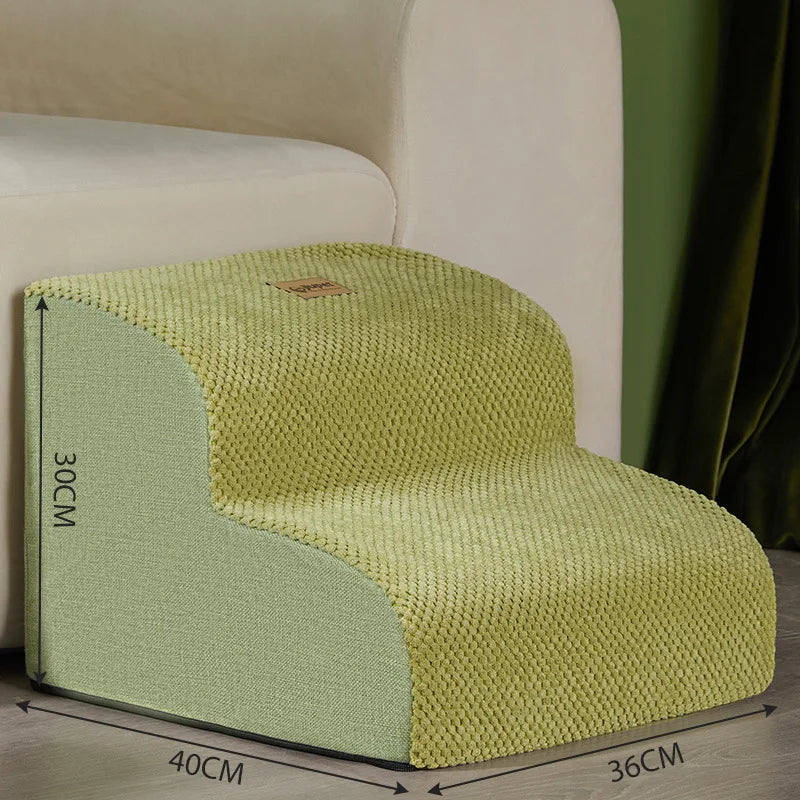 2-Step Pet Stairs for Small & Senior Dogs, Anti-Slip Coral Fleece Ramp with Removable Zipper Cover (36 x 40 x 30 cm | 14.2 x 15.7 x 11.8 in)