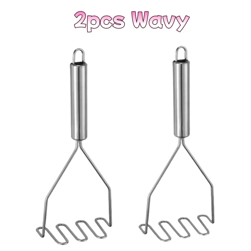 Handheld Stainless Steel Potato Masher & Vegetable Ricer - Durable Kitchen Food Crusher