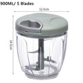 Manual Food Chopper 500ml (17 fl oz) / 900ml (30.4 fl oz) Hand-Pull Garlic Press & Meat Mincer — Vegetable Grinder Onion Cutter