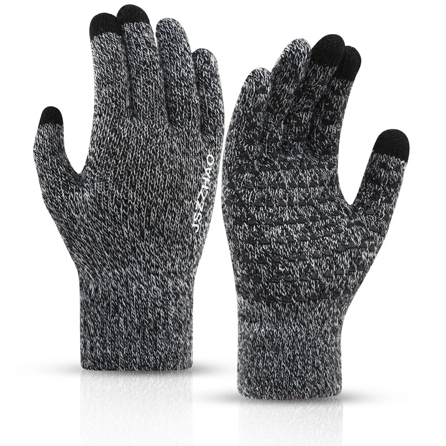 Unisex Winter Touchscreen Gloves - Thick Thermal Knit with Anti-Slip Silicone Palm