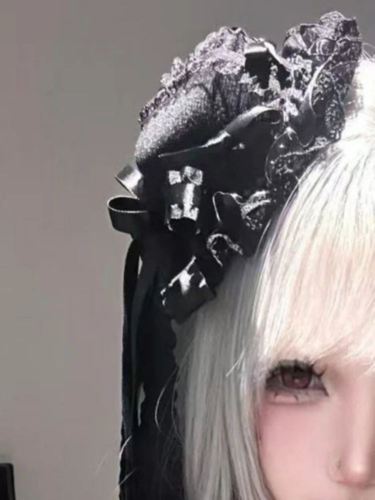 Gothic Lolita Lace Bow Headband Headdress view 6