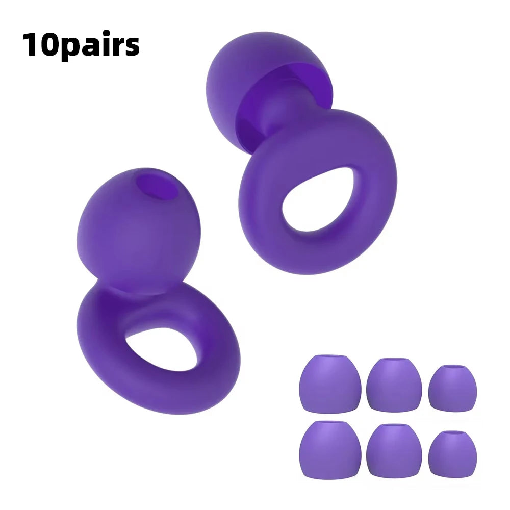 Silicone Earplugs 4 Pairs - Reusable Hypoallergenic Ear Plugs for Swimming & Sleep Noise Reduction (XS S M L)