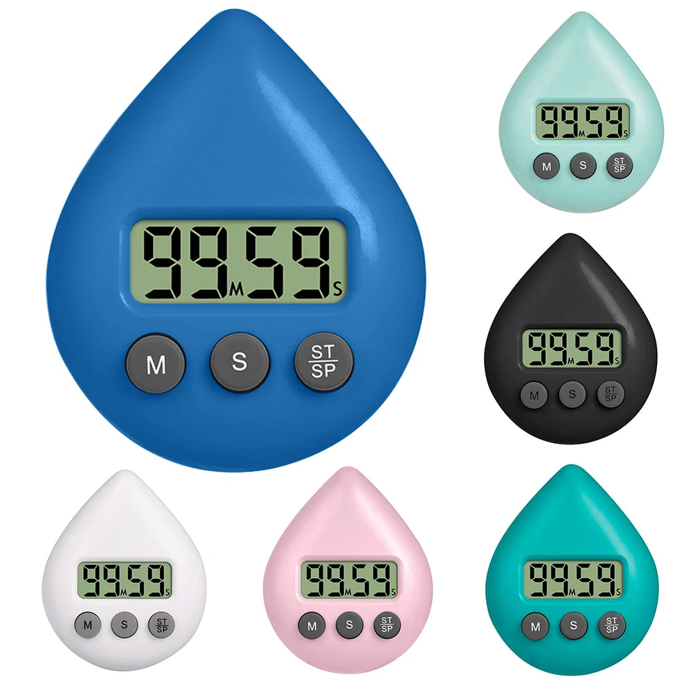 Waterproof Digital Shower & Kitchen Timer with Magnetic Backing, Suction Cup and Wall Mount - Countdown/Count-Up