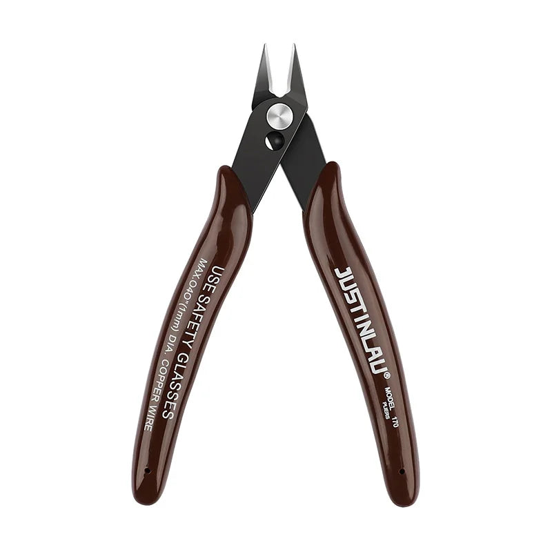 Diagonal Wire Cutters – Carbon Steel Flush Cutting Pliers, 45° Bent Spring-Loaded Nipper for Electronics & Jewelry