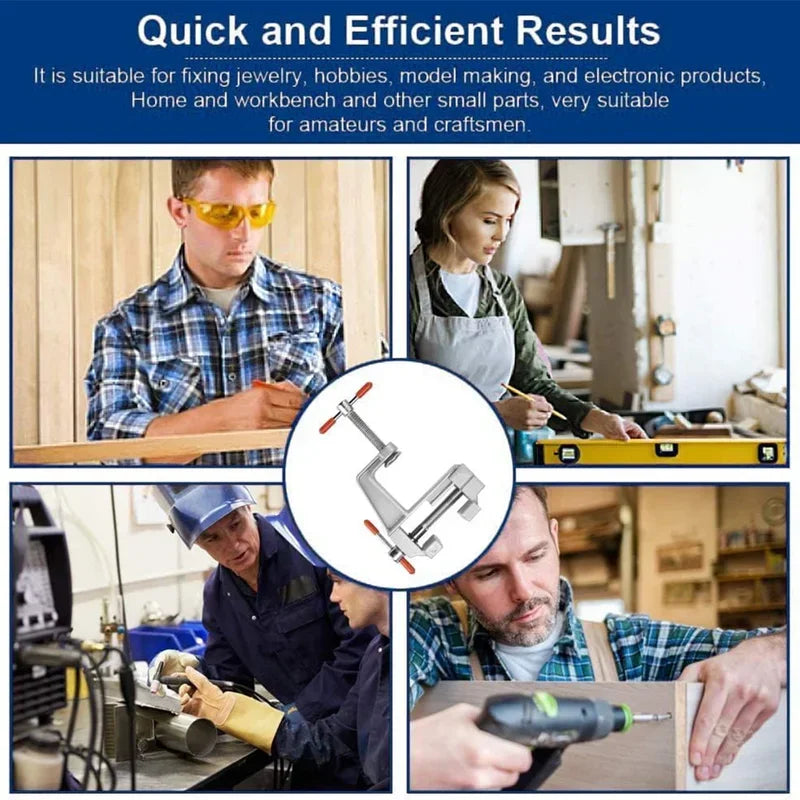 Aluminum Mini Bench Vise Clamp – 360° Rotating Jewelry & Hobby Clamp-On Table Vice, Portable