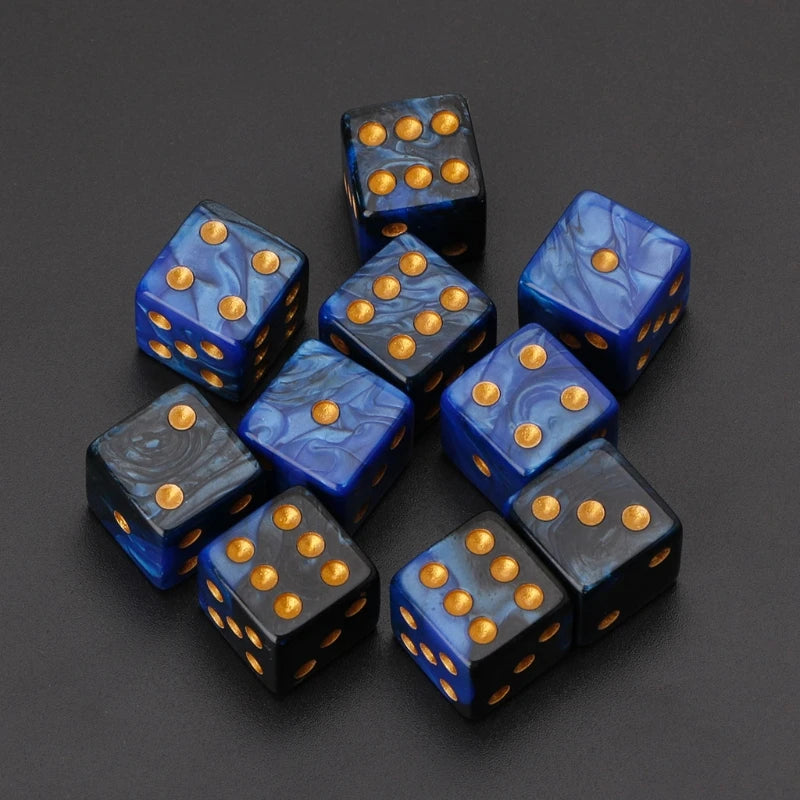 10-Pack 15mm (0.59 in) Multicolor Acrylic 6-Sided Cube Dice Set for Tabletop Games & Parties