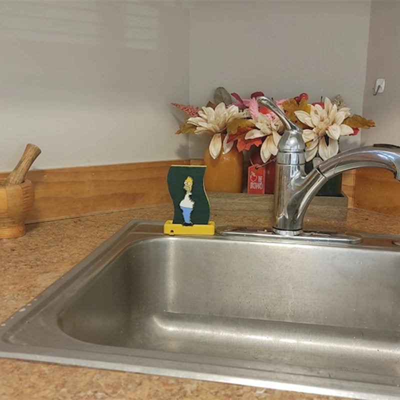 Auto-Draining Cartoon Sponge Holder - Funny Sink Sponge Caddy Drain Rack