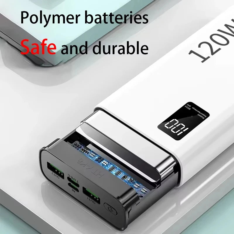 120W Portable Power Bank – USB-C Fast Charging, Digital Display, 50,000–200,000mAh Options – Battery Charger for Smartphones, Tablets & Laptops