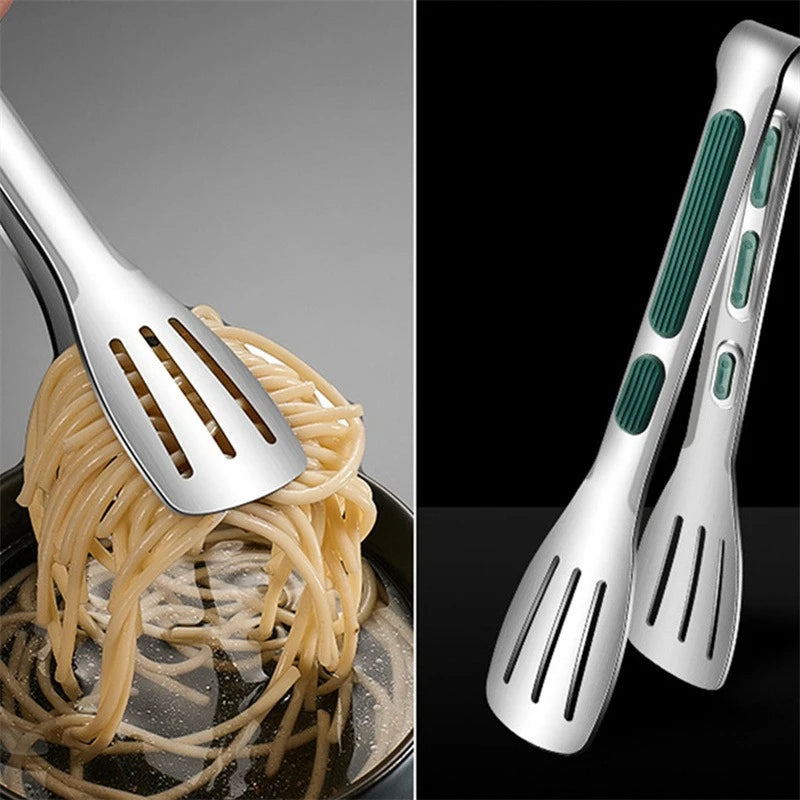 Non-Slip Stainless Steel Serving Tongs — 3 Lengths (6.9/9.3/11.2 in | 17.5/23.5/28.5 cm) for BBQ, Salad, Bread & Buffet