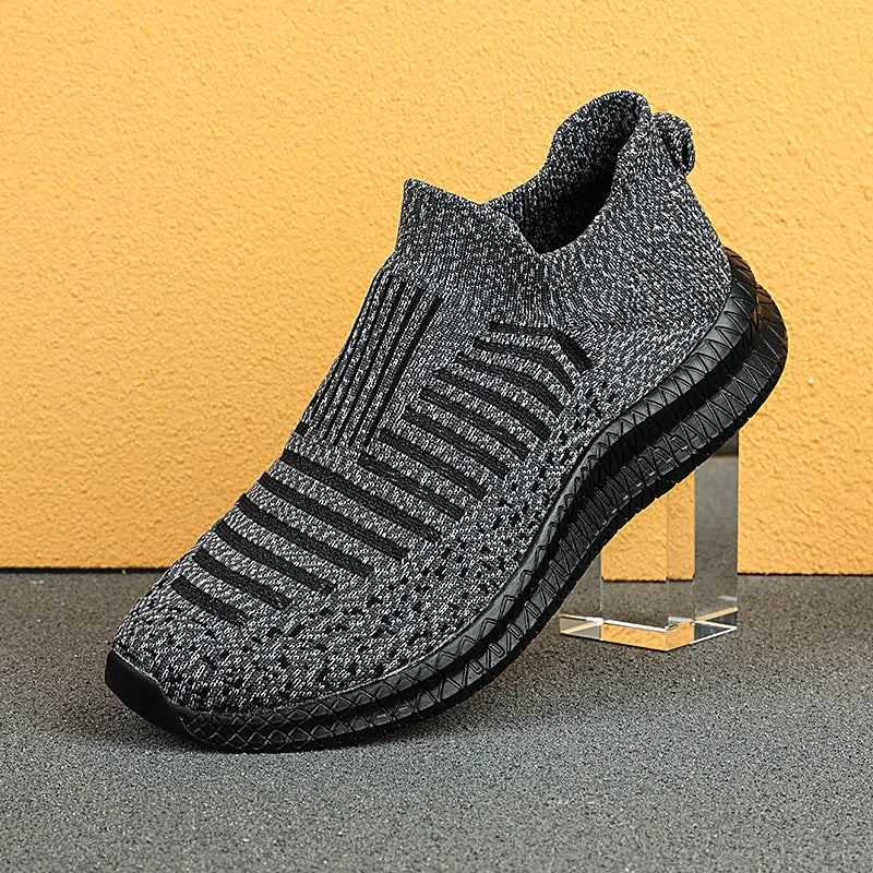 Breathable Men's Lightweight Slip-On Mesh Walking Sneakers - Non-Slip Vulcanized Sole