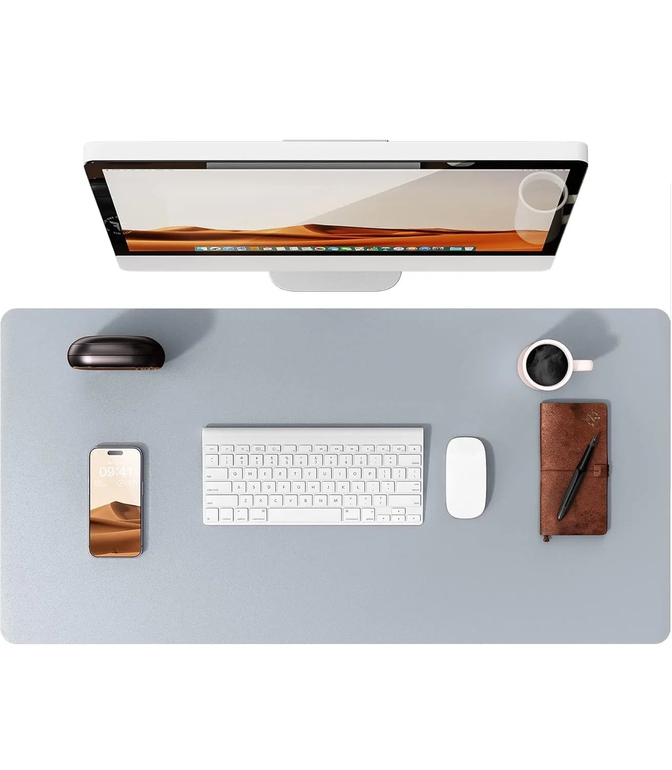 Large PU Leather Desk Pad - Non-Slip Waterproof Office Mouse Pad & Laptop Desk Mat