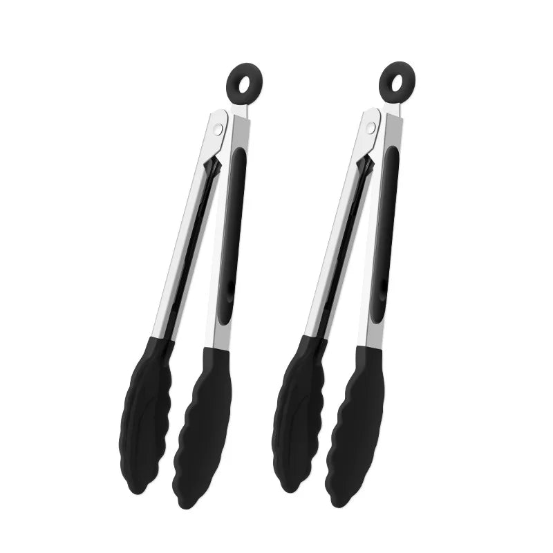 Heat-Resistant Nylon & 430 Stainless Steel Food Clip 7-Inch (18 cm) 1-Pack BBQ Bread Tongs