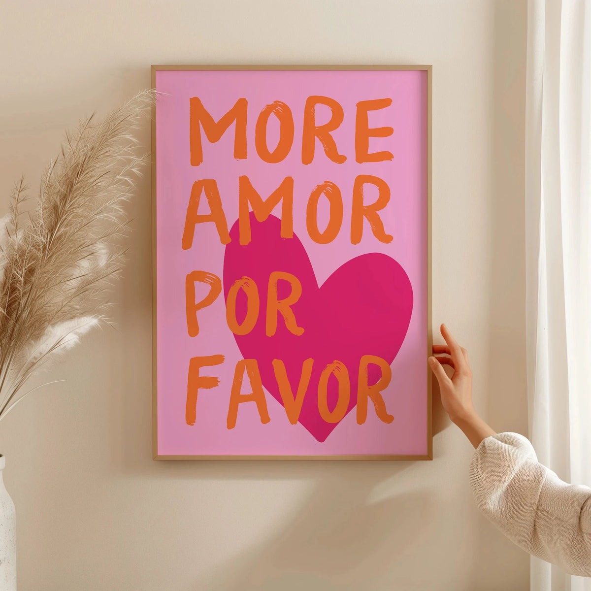1pc Frameless Love Quote Canvas Wall Art - Pink & Blue Abstract Modern Home Decor